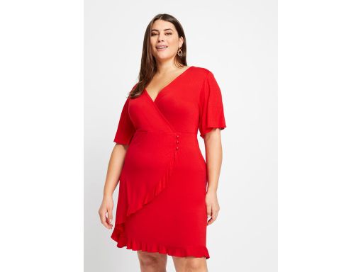 B.P.C sukienka letnia czerwona falbanki ^36/38