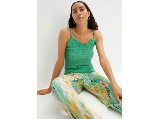 B.P.C zielony top z lekkiej krepy marszczony ^40/42