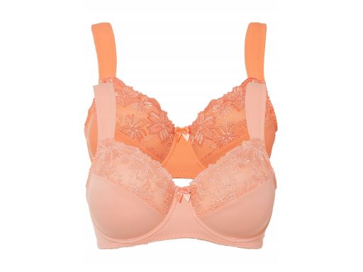 B.P.C 2-pak biustonosz miękki na fiszbinie z koronką pomarańczowe r.80