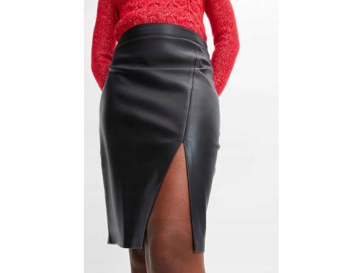 B.P.C spódnica eko skóra czarna ołówkowa z rozcięciem 48.
