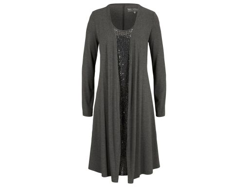 B.P.C sukienka z wiskozy cekinowa z narzutką szarą 2w1 ^40/42
