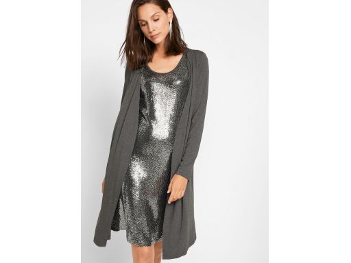 B.P.C sukienka z wiskozy cekinowa z narzutką szarą 2w1 ^40/42