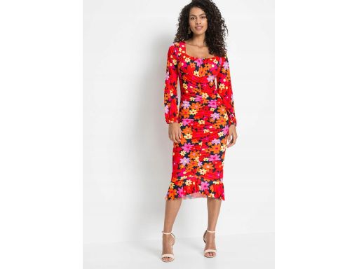 B.P.C sukienka z marszczeniami w kwiaty ^36/38