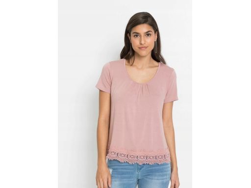 B.P.C t-shirt różowy z koronką r.32/34