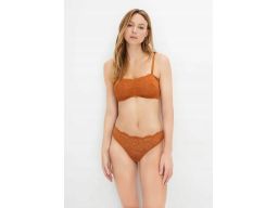 B.P.C biustonosz balkonetka na fiszbinach miękki koronkowy brązowy ^85