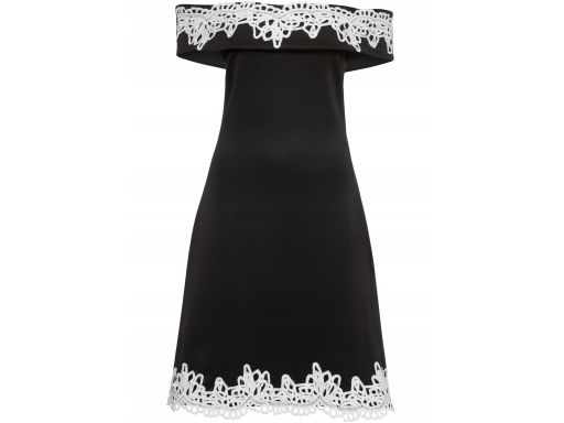 B.P.C sukienka czarna carmen z koronką r.36/38