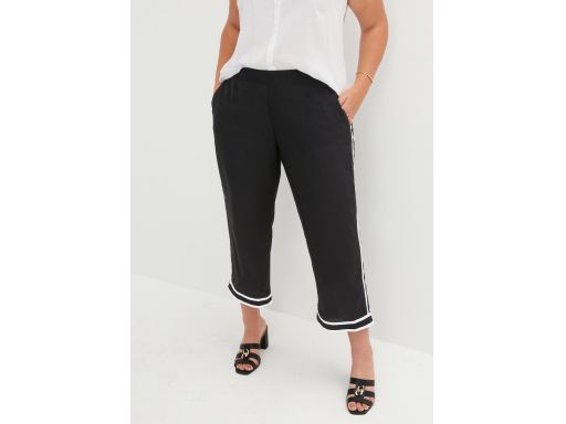 B.P.C spodnie 7/8 o kroju Marlena czarne z białymi lampasami r.44