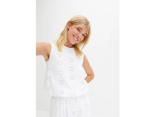 B.P.C top biały z haftem ażurowym bawełniany r.44