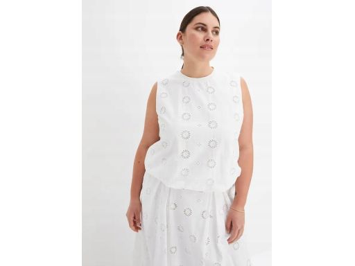 B.P.C top biały z haftem ażurowym bawełniany r.44