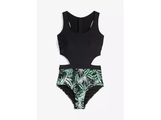 B.P.C monokini czarne w zielone liście 48.