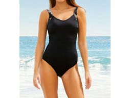 B.P.C kostium jednoczęściowy czarny ze wzorem r.46