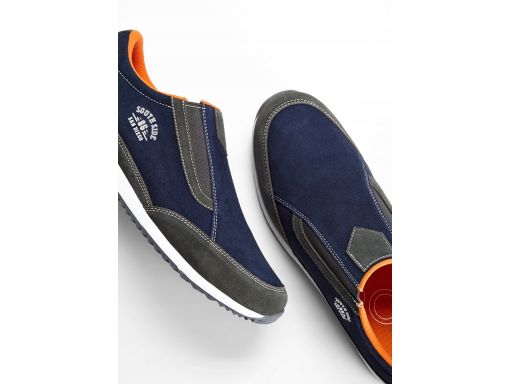 B.P.C półbuty męskie granatowe skórzane wsuwane ^39
