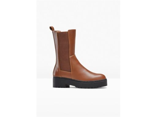 B.P.C botki eko skóra brązowe na grubej podeszwie r.39