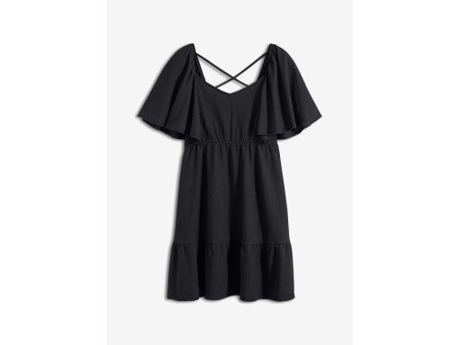 B.P.C czarna sukienka z lekkiej krepy z falbaną ^48/50