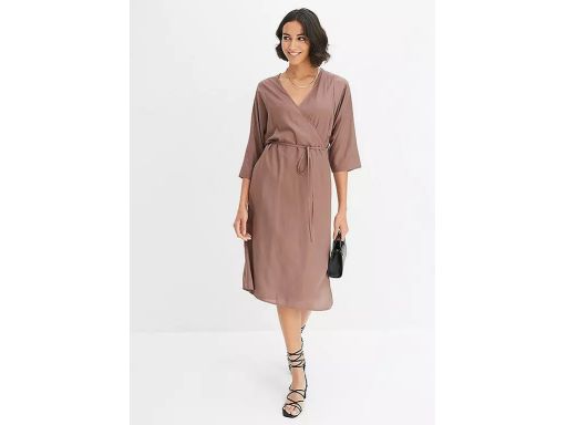 B.P.C sukienka midi kopertowa brązowa 42.