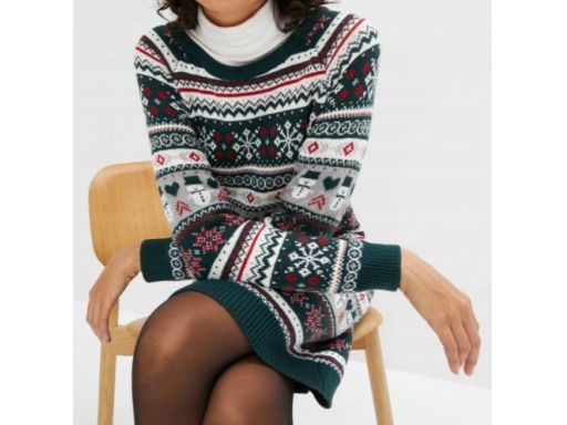 B.P.C sukienka dzianinowa świąteczna we wzory 40/42.