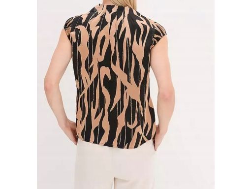 B.P.C bluzka satynowa w beżowe wzory z zaszewkami 52.