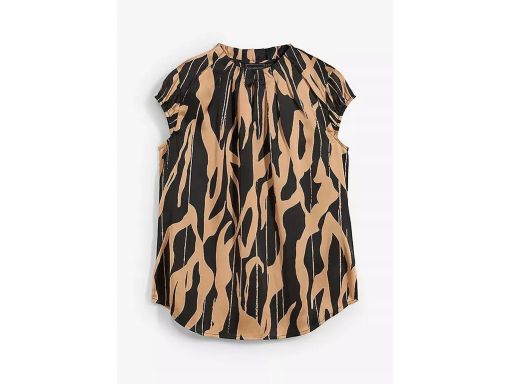 B.P.C bluzka satynowa w beżowe wzory z zaszewkami 52.