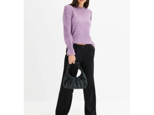 B.P.C fioletowy sweter z falbankami na rękawach r.36/38