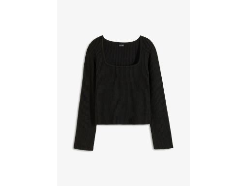 B.P.C sweter czarny dekolt karo prążkowany r.48/50