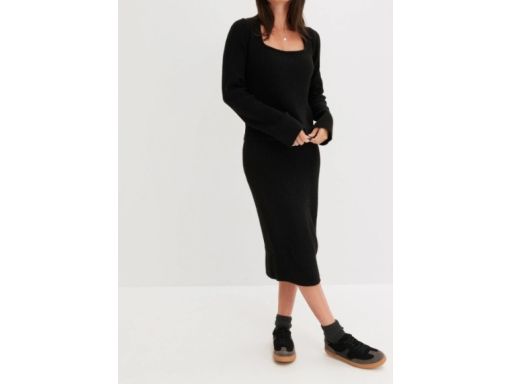 B.P.C sweter czarny dekolt karo prążkowany r.48/50