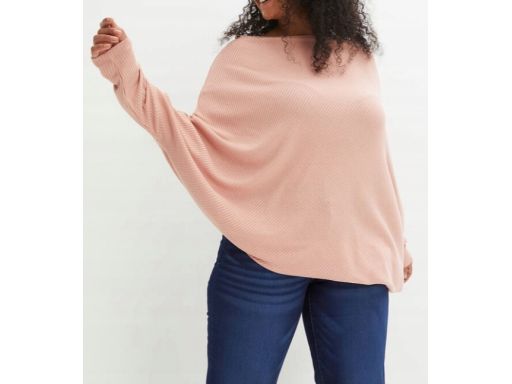 B.P.C sweter z asymetrycznym dołem pudrowy róż ^44/46