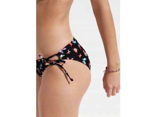 B.P.C bikini bandeau czarne w kolorowe motyle ^38/40