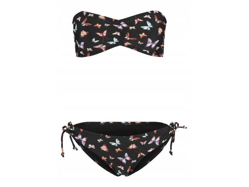 B.P.C bikini bandeau czarne w kolorowe motyle ^38/40