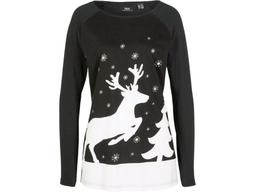 B.P.C bluzka czarna z białym nadrukiem świątecznym ^36/38
