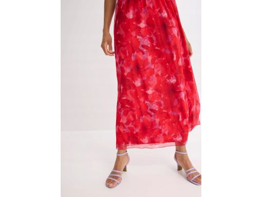 B.P.C sukienka siateczkowa długa czerwona we wzory 44/46.