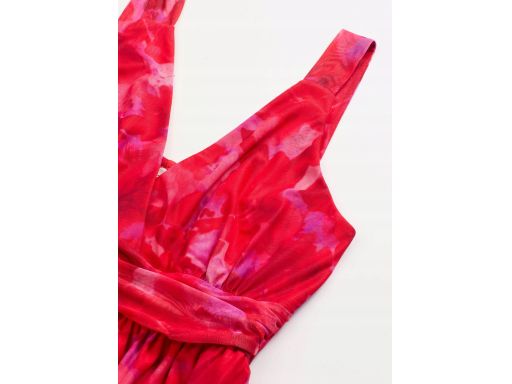 B.P.C sukienka siateczkowa długa czerwona we wzory 44/46.