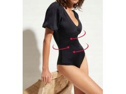 B.P.C modelujący kostium kąpielowy czarny z krótkim rękawem 42.