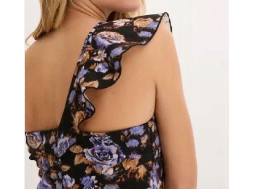 B.P.C kombinezon czarny z kolorową, asymetryczną górą 42.