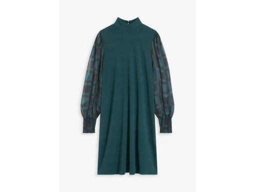 B.P.C sukienka butelkowa zieleń z szyfonowymi rękawami 36/38.