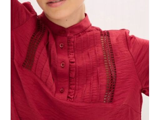 B.P.C bluzka koszulowa bordowa z koronką 36.