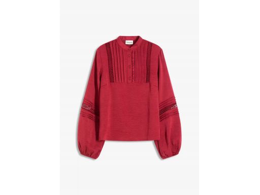 B.P.C bluzka koszulowa bordowa z koronką 36.