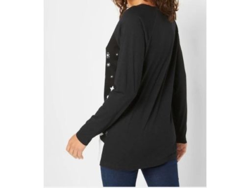 B.P.C bluzka czarna z białym nadrukiem świątecznym 40/42.