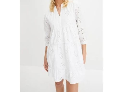 B.P.C biała sukienka z ażurowym haftem 36.