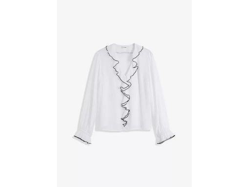 B.P.C bluzka biała szyfonowa z falbankami 42.