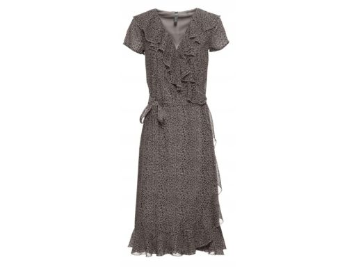 B.P.C sukienka kopertowa w cętki z falbanką ^36