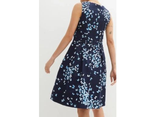 B.P.C sukienka plisowana z kieszeniami czarna w motylki ^36