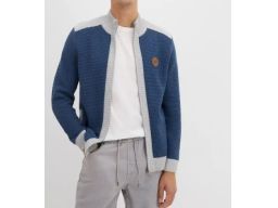 B.P.C sweter rozpinany męski szaro-granatowy r.3XL