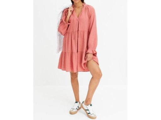 B.P.C sukienka koralowa dymna muślinowa r.44