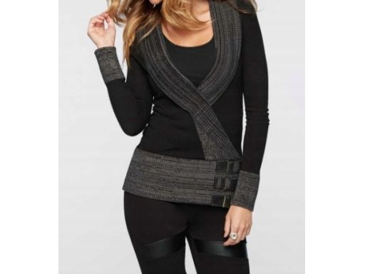 B.P.C sweter kopertowy z szalowym kołnierzem i z klamerkami r.36/38