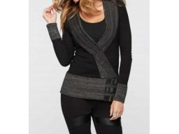 B.P.C sweter kopertowy z szalowym kołnierzem i z klamerkami r.36/38