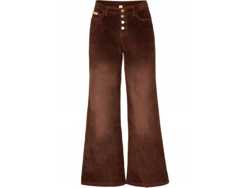 B.P.C spodnie sztruksowe czekoladowe z rozszerzanymi nogawkami r.48