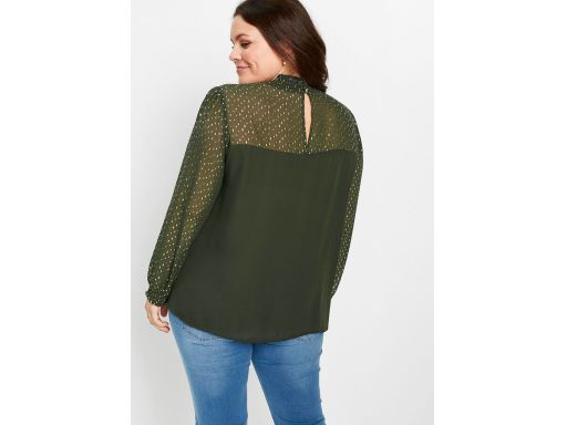 B.P.C bluzka szyfonowa oliwkowa ze stójką 48.