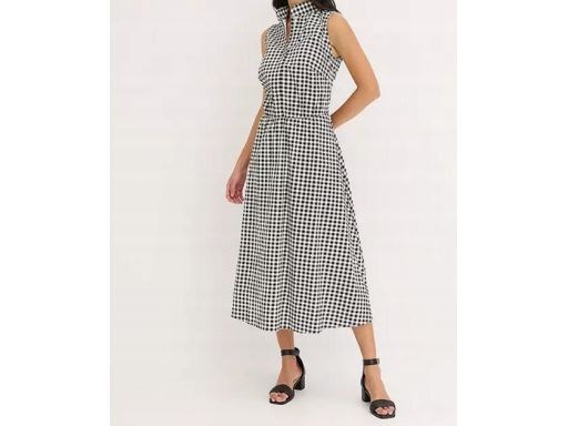 B.P.C sukienka bawełniana w czarno-białą kratkę midi r.48