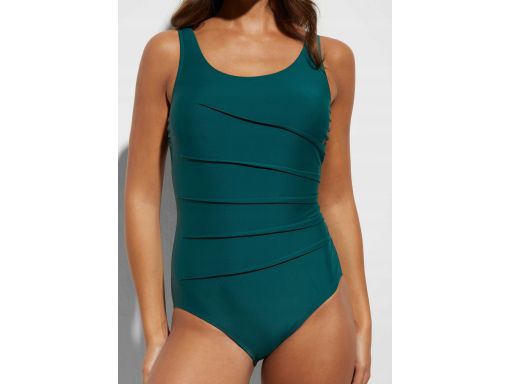 B.P.C kostium jednoczęściowy z zaszewkami butelkowa zieleń 46.