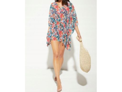 B.P.C szyfonowa tunika plażowa kolorowa w kwiaty 36/38.
